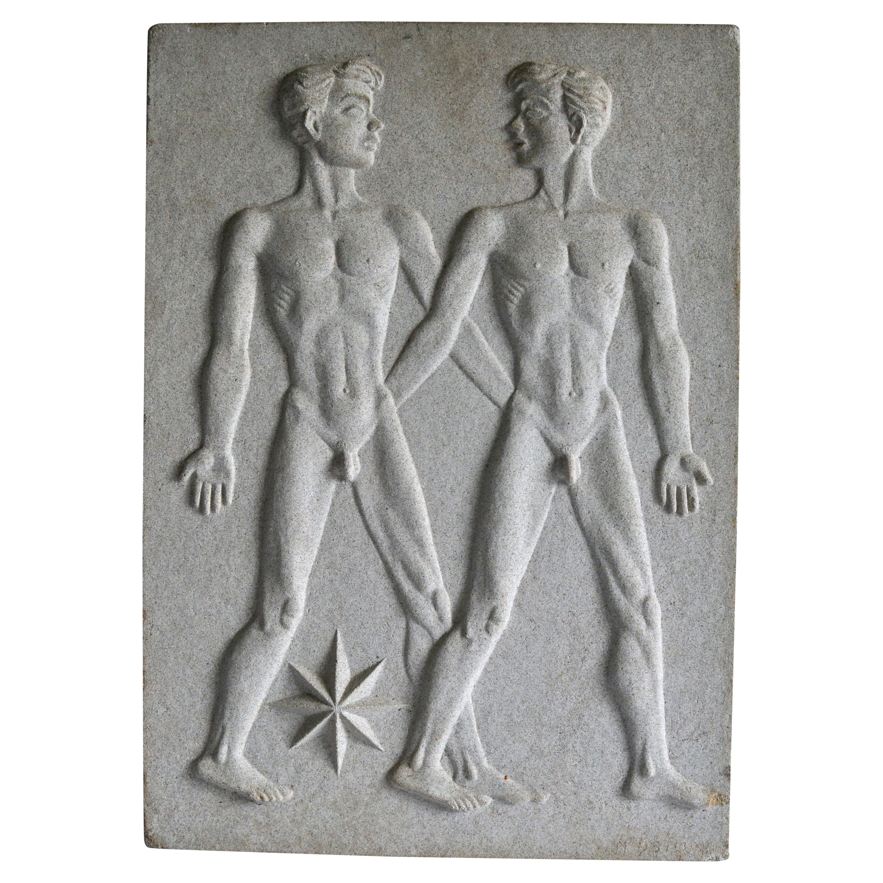 Zodiac Artificial Stone Relief Sign of Gemini, c. 1940