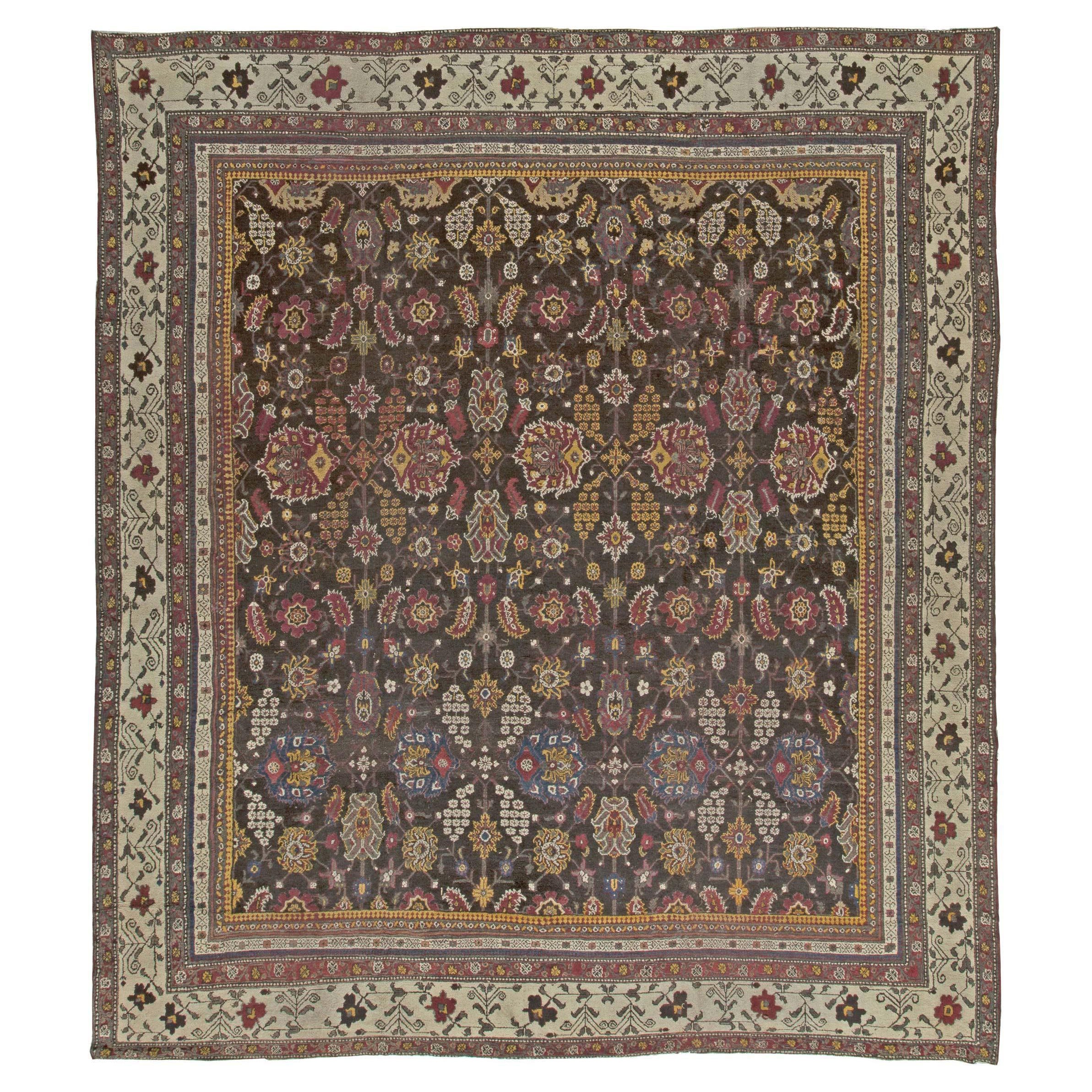 Vintage Indian Agra Handmade Wool Carpet For Sale