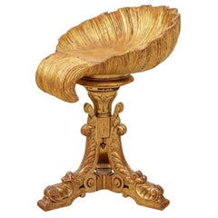 Italienischer vergoldeter Drehhocker in Fantasie-Muschelform, selten, Ende des 18. Jahrhunderts