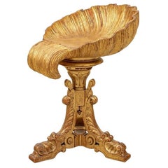 Rare Late 18th C. Italian Gilt Fantasy Shell Form Swivel Stool