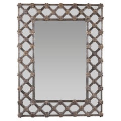 Antiqued Barovier Style Lattice Mirror, Contemporary