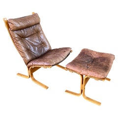 Vintage Westnofa Siesta Norway Lounge Chair and Ottoman designed by Ingmar Relling