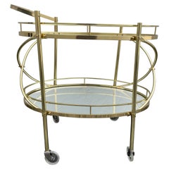 Mid Century Italian Oval Shaped Brass Bar Cart