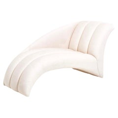 Directional White Boucle Channel Tufted Chaise Lounge