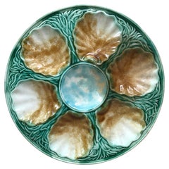 French Majolica Oyster Plate Salins, circa 1890