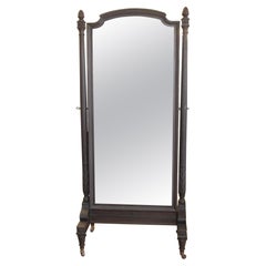 Beaux Arts Tilting Cheval Mirror with Original Wood Casters Early 20th C.