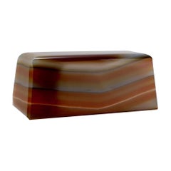 Banded Agate Gemstone Trapezoidal Paperweight 