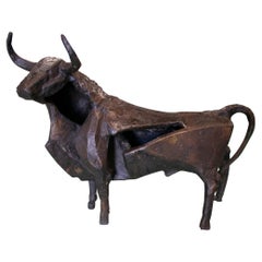 Venancio Blanco 1970s Abstract Bull Bronze Figure
