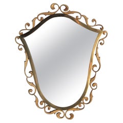 Mid Century Italian Bronze Wall Mirror Signed by Moderna, 1940s,