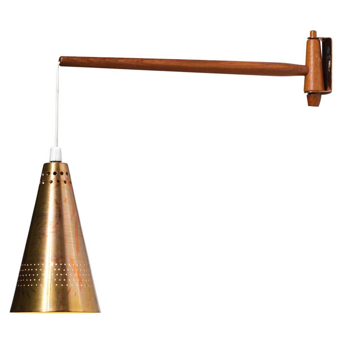 Scandinavian Wall Lamp Hans Agne Jakobsson in Copper and Teak from the 60s F444