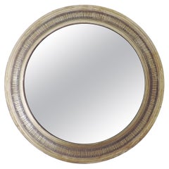 Vintage Gallinaro Sculptural Nickel Wall Mirror, Italy, 1950s