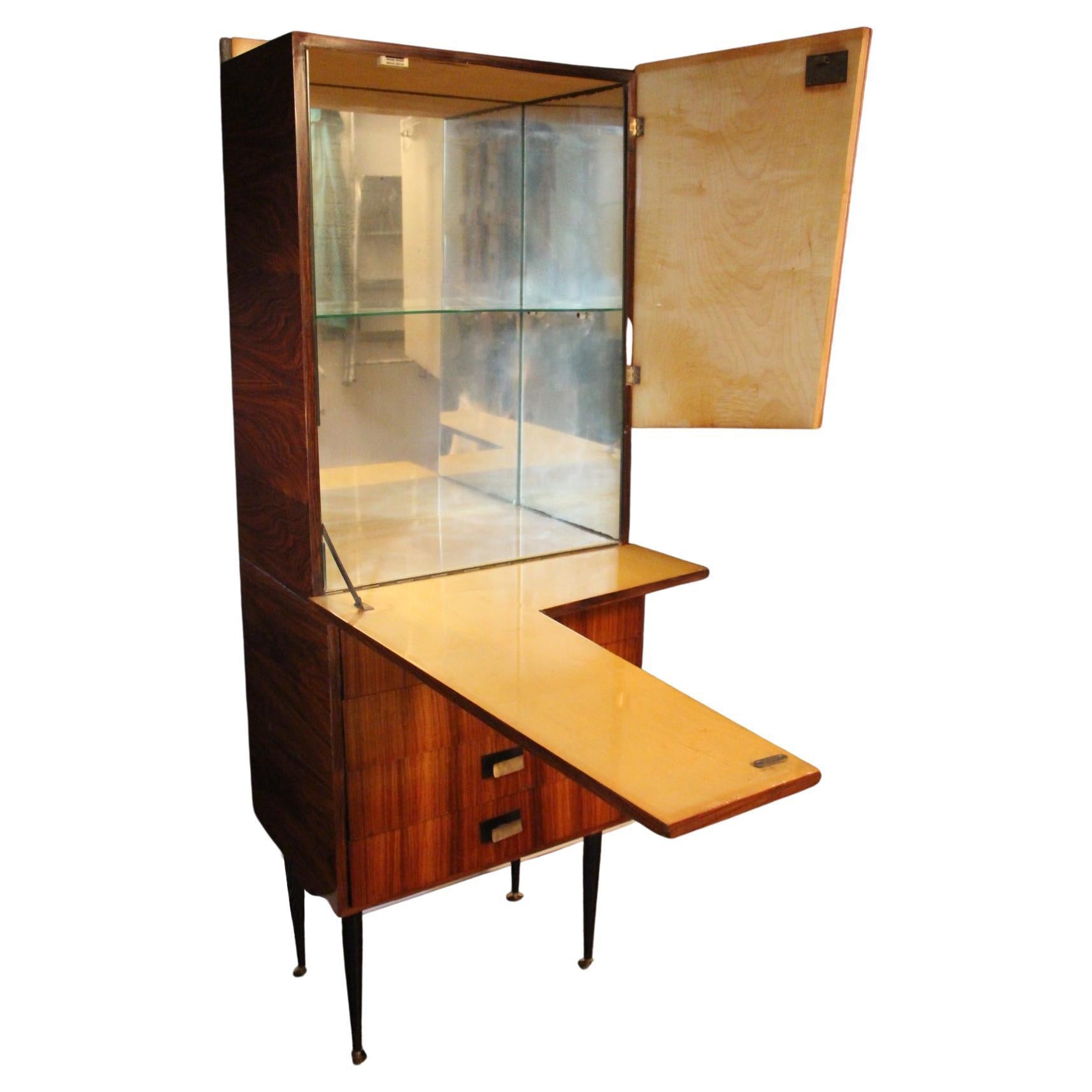 Midcentury Dry Bar Cabinet, Cocktail Bar Cabinet, Dassi's or Paolo Buffa's Style