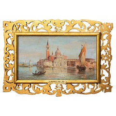 Mid 18th Century View of Venice Painting Antonietta Brandeis Board Oil Paint