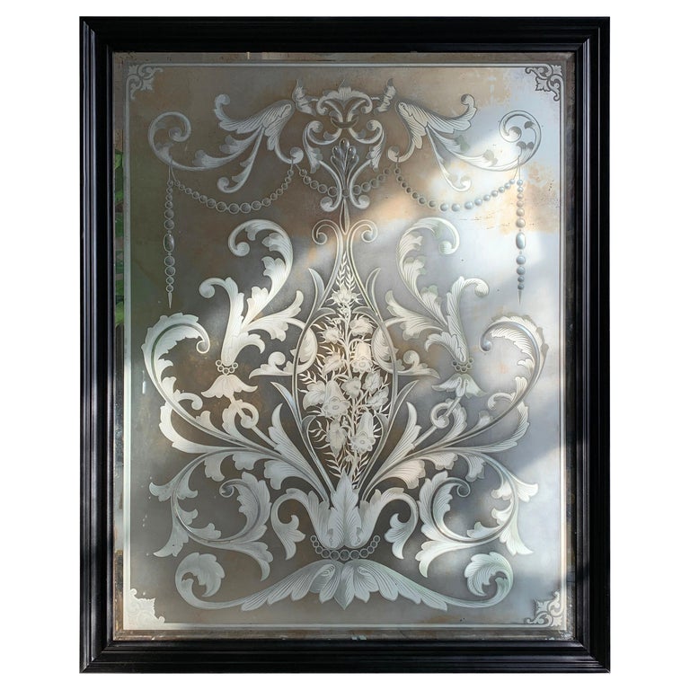 Exceptional Late 19th Century Etched and Bevelled Victorian Pub Mirror