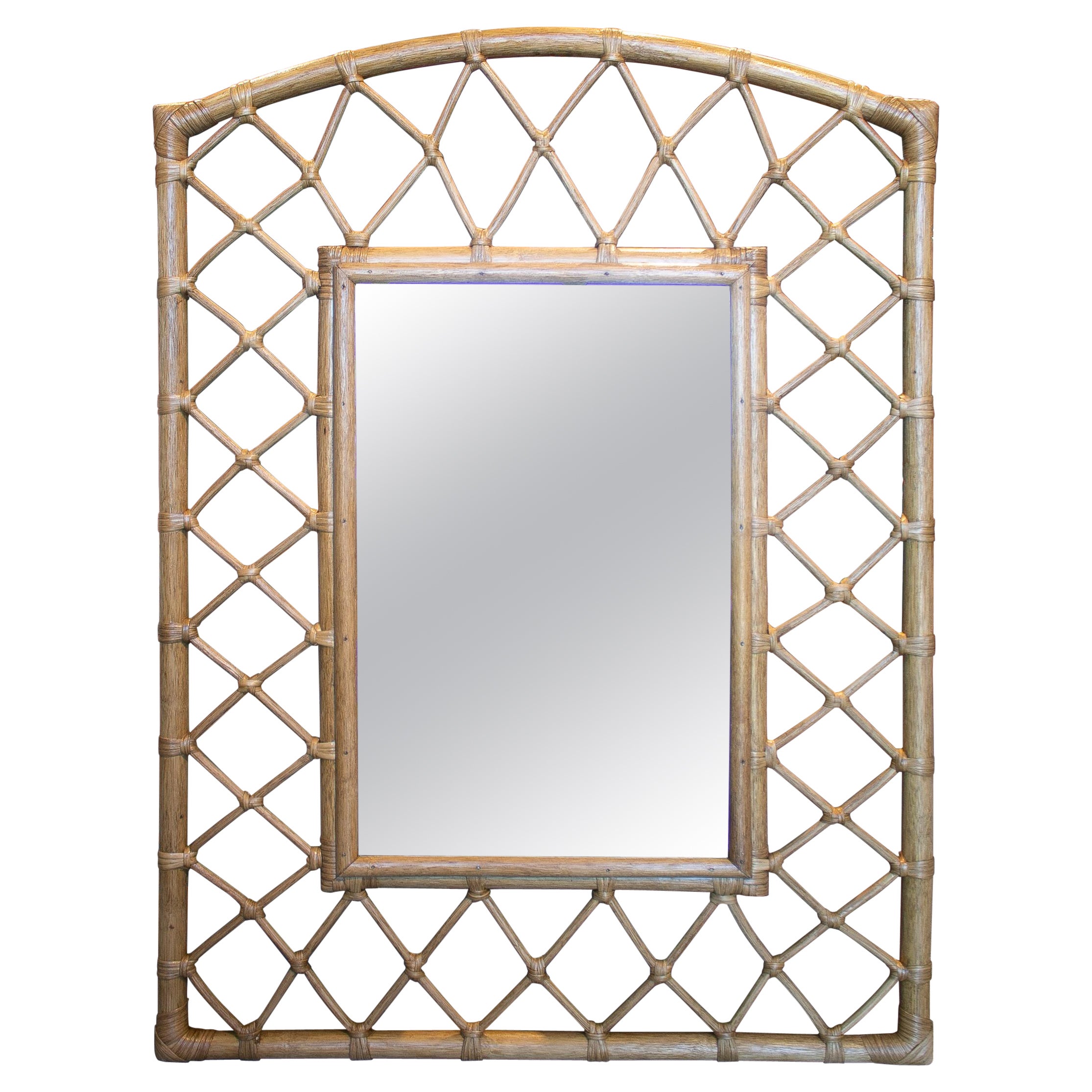 Modern Spanish Handcrafted Bamboo Wall Mirror