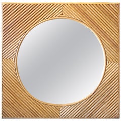 Modern Spanish Handcrafted Bamboo Square Wall Mirror