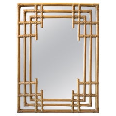 Modern Spanish Handcrafted Bamboo Square Wall Mirror