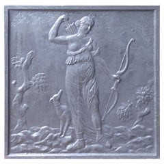 Antique French 'Diana' Fireback / Backsplash, Siglo XIX