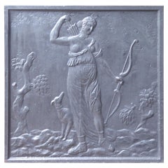 Plaque de cheminée / crédence française ancienne Diana, 19ème siècle