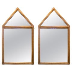 Pair of Modern Spanish Hand Woven Bamboo Wall Mirrors