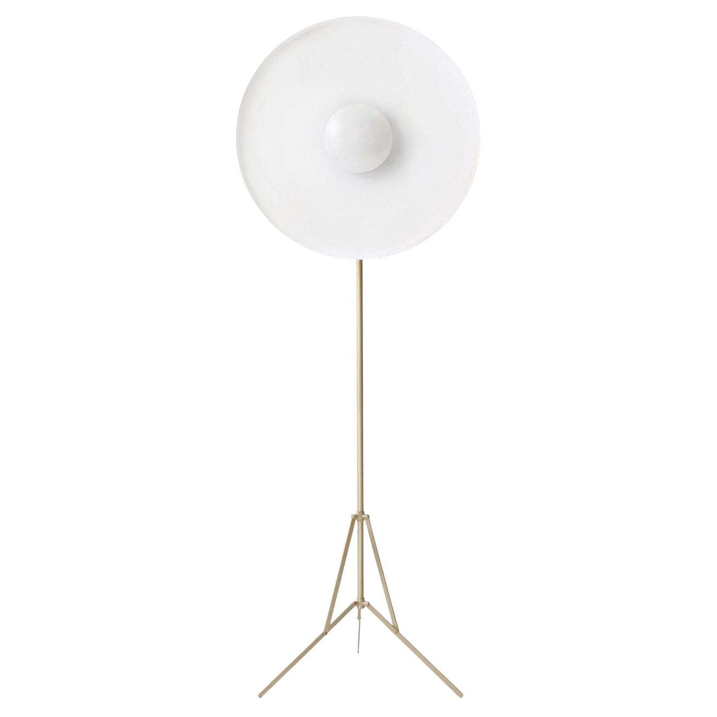 Parabola Copper Floor Lamp and White Disk, Atelier Biagetti
