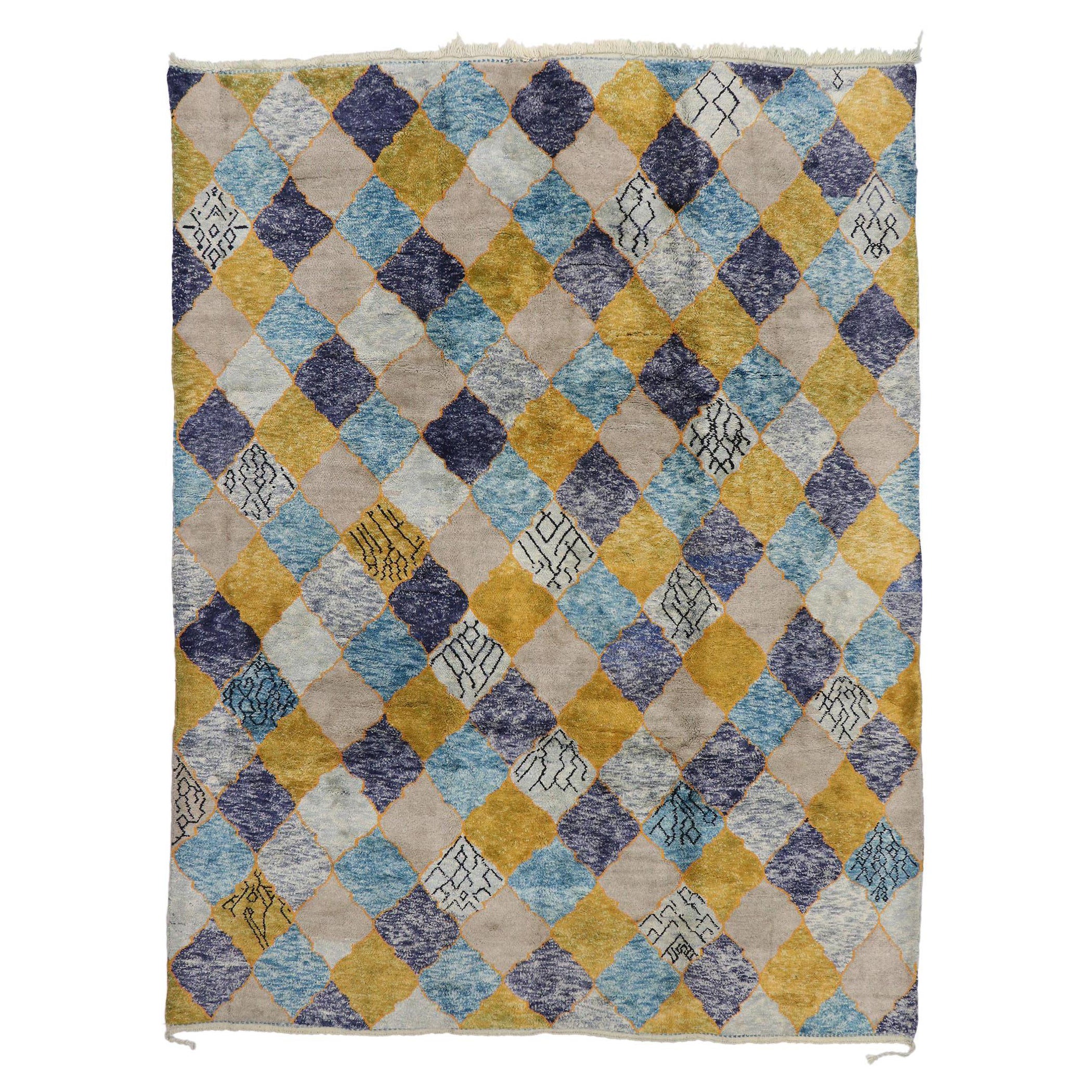 New Contemporary Berber Moroccan Rug with Preppy Boho Style
