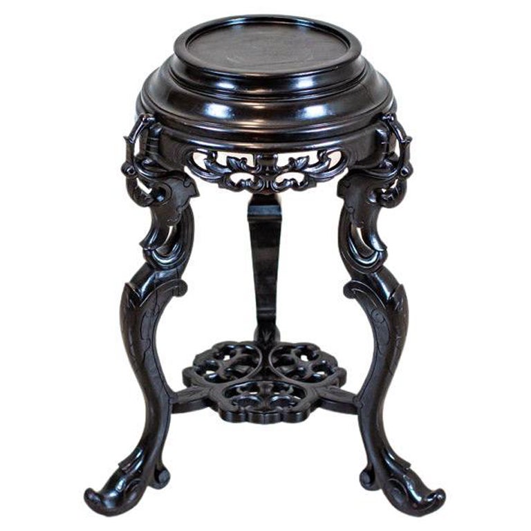 19th-Century Chinese Walnut Flower Stand