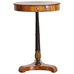 Italian, Tuscany, Neoclassical Walnut & Inlaid 1-Drawer Side Table, 2ndq 19thc