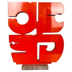Italian Mid-Century Modern Red Plexiglass Sculpture by Edmondo Cirillo, 1970s