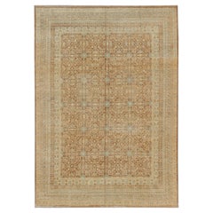 Khotan Design Rug with All-Over Geometric Pattern in Light Brown, Butter & Blue