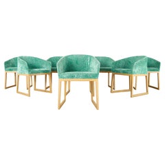 Ensemble de huit chaises de salle à manger Roche Bobois à dossier baril
