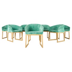 Ensemble de huit chaises de salle à manger Roche Bobois à dossier baril 