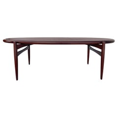20th Century Brown Danish Teakwood Oval Sofa Table, Scandinavian Coffee Table