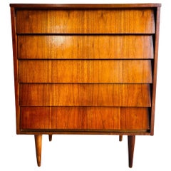 Mid-Century Modern Walnut Tall Highboy Dresser by Ward Furniture Co. 