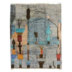 New Color Block Moroccan Rug with Abstract Expressionist Style