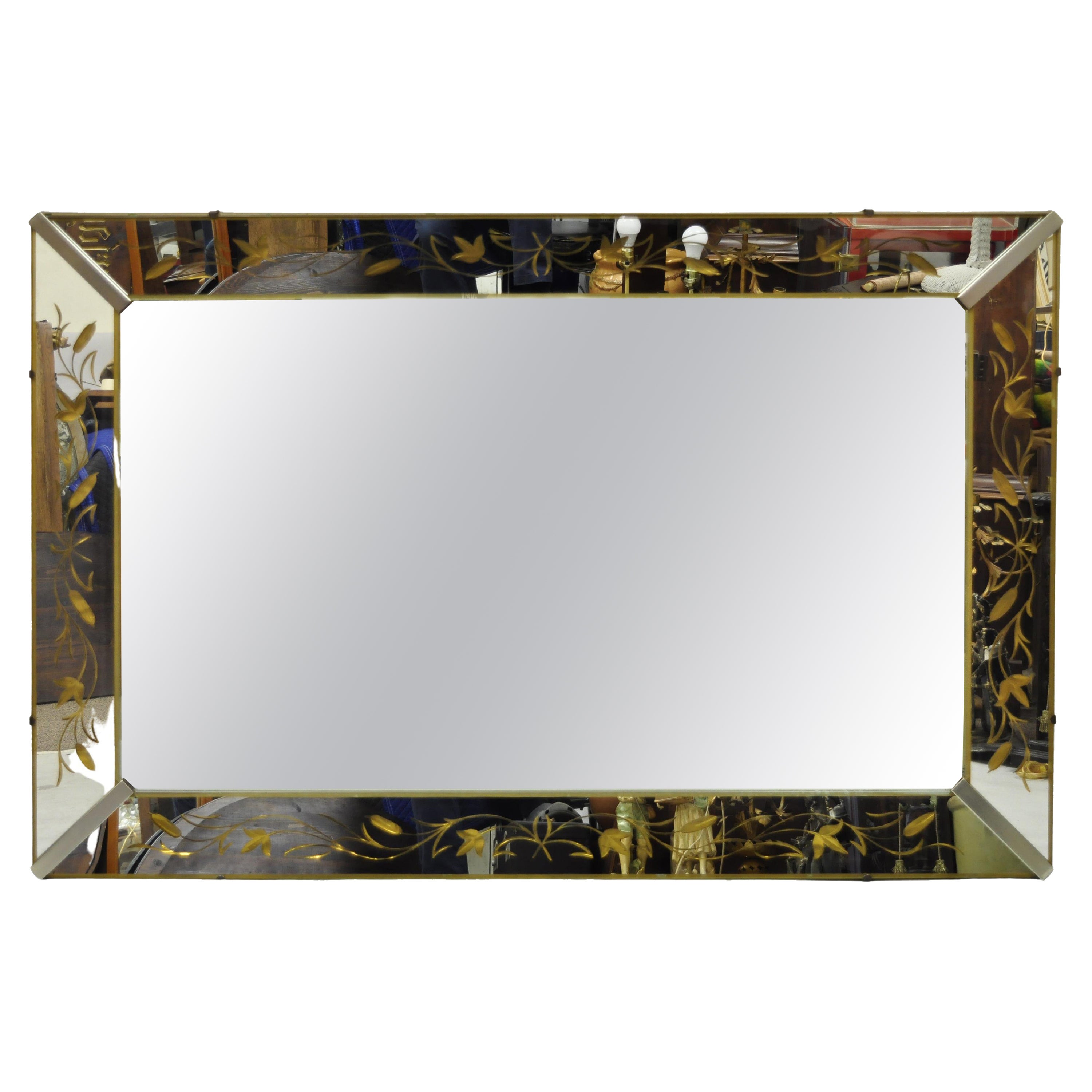 Vintage Venetian Mirror Frame Hollywood Regency Wall Sofa Mirror by Nurre Co.