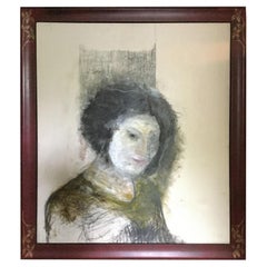 Vintage Christos Koutsouras Untitled Female Portrait Painting