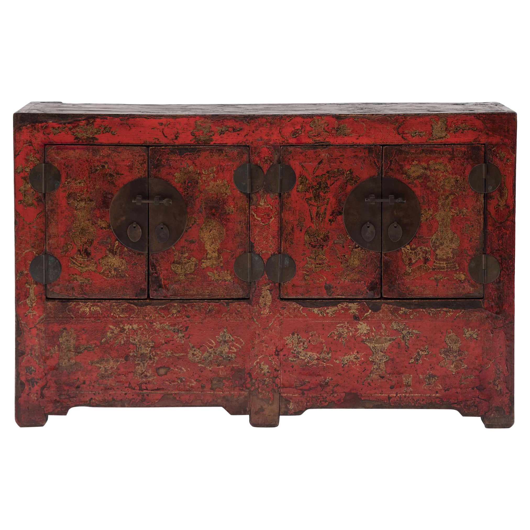 Chinese Gilt Red Lacquer Storage Chest, c. 1850