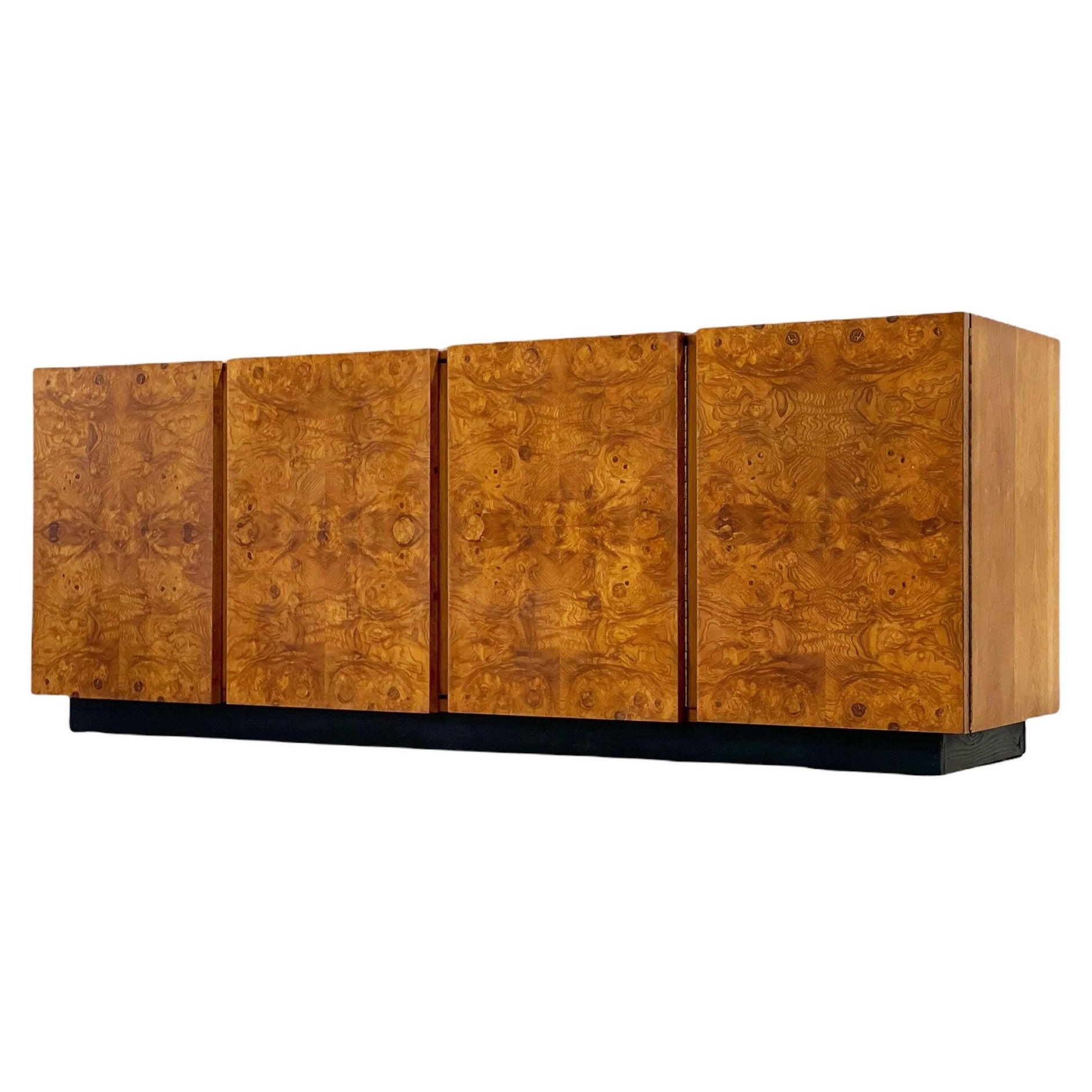 Midcentury Burl Wood Credenza by Roland Carter for Lane, circa 1975 at