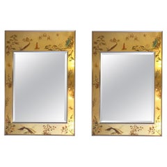 Pair of Gold Leaf Frame Wall Mirror by La Barge