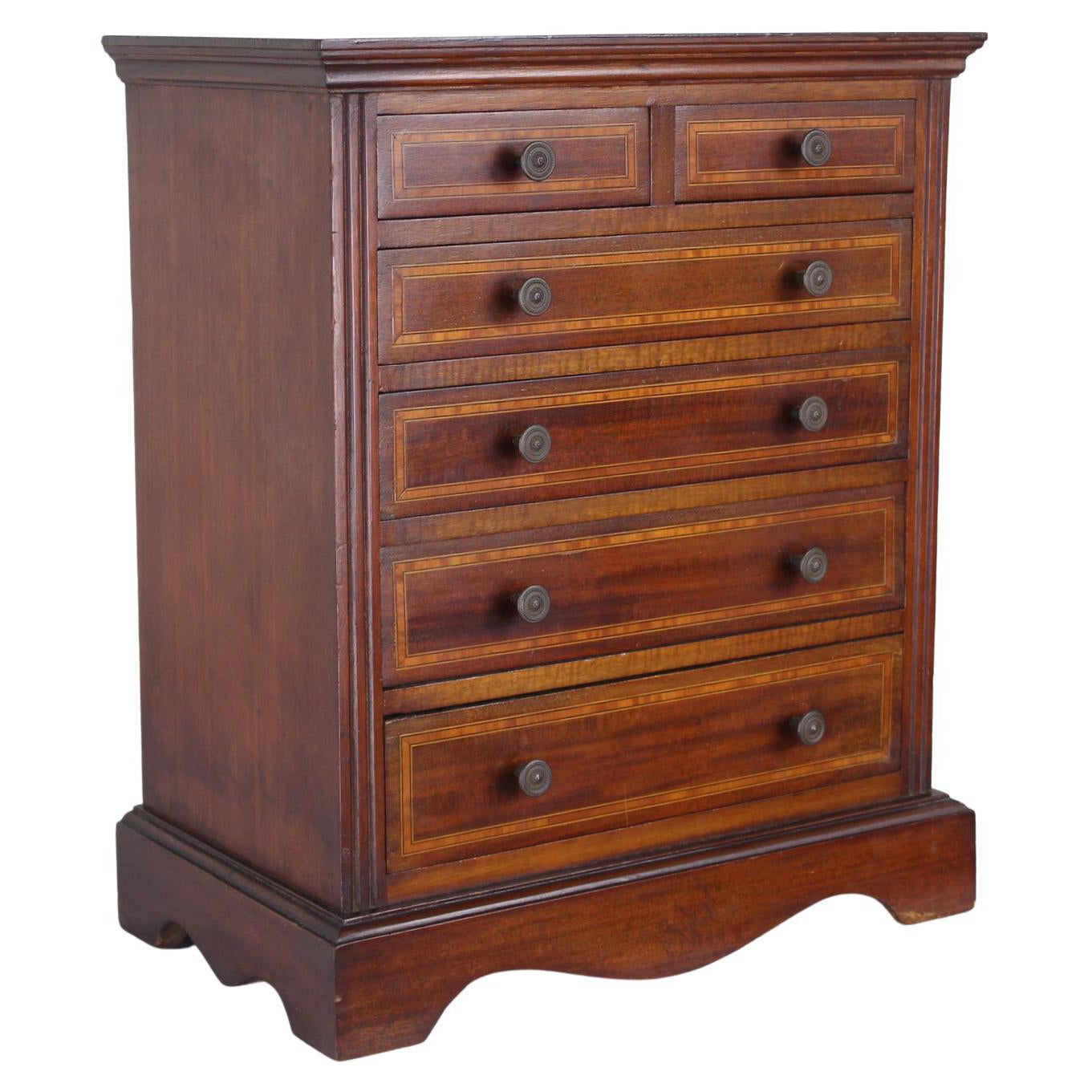 Mahogany Apprentice Chest, Satinwood Inlay For Sale