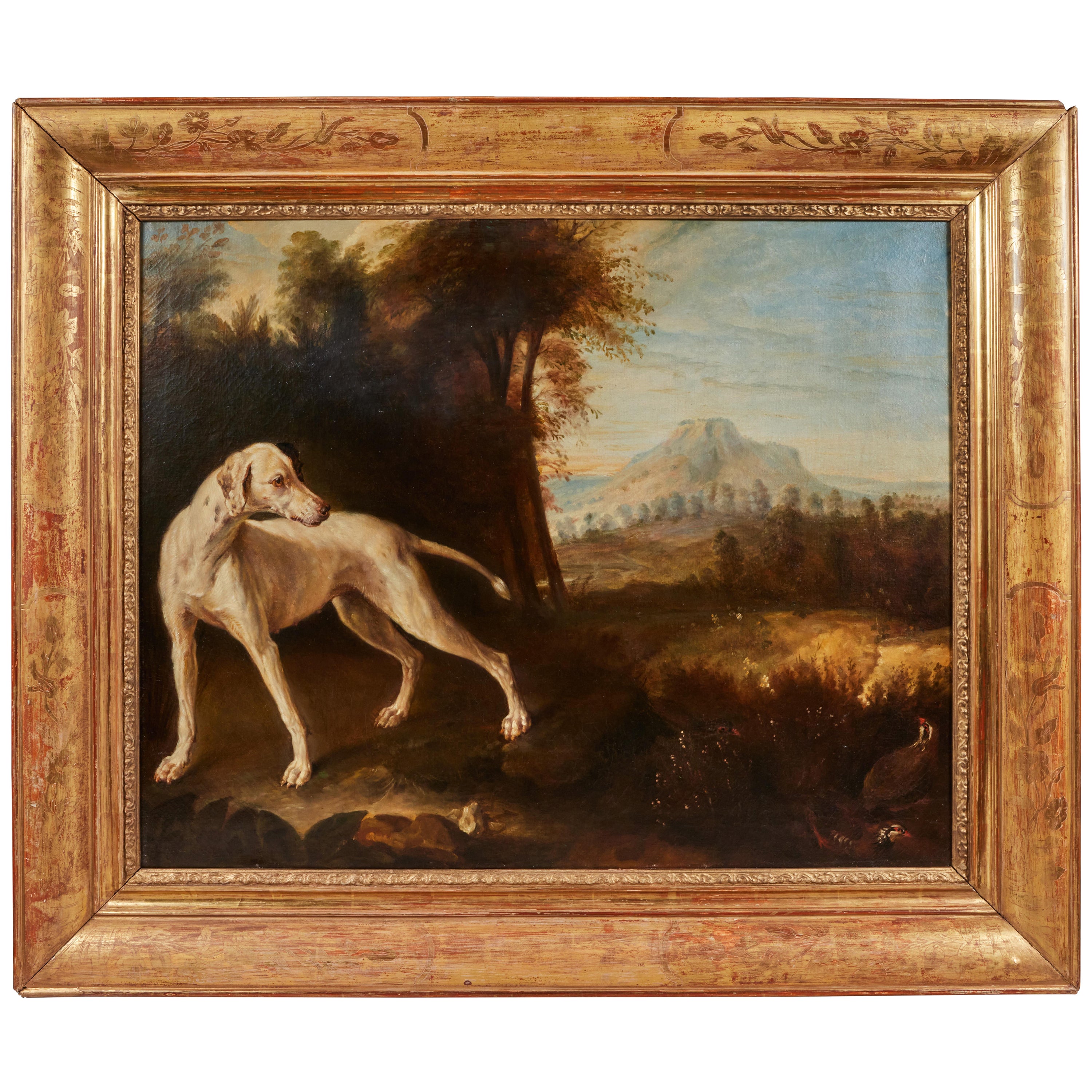 19th Century Oil Painting of a Hound