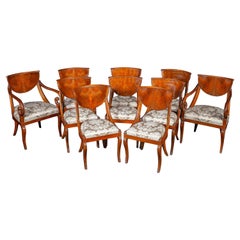 Fine Italian Dining Room Set of Eight Chairs and a Pair of Armchairs, 1790