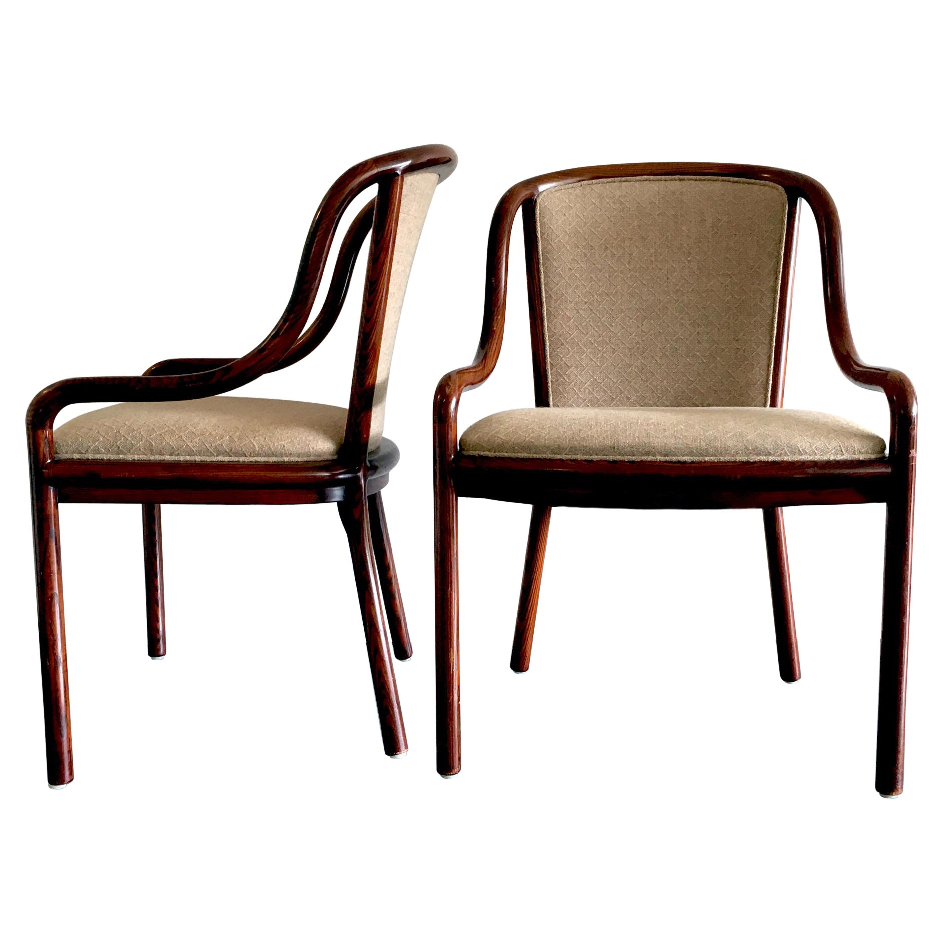 Pair of 1960's Ward Bennett for Brickel Associates Midcentury Ash & Tan Chairs