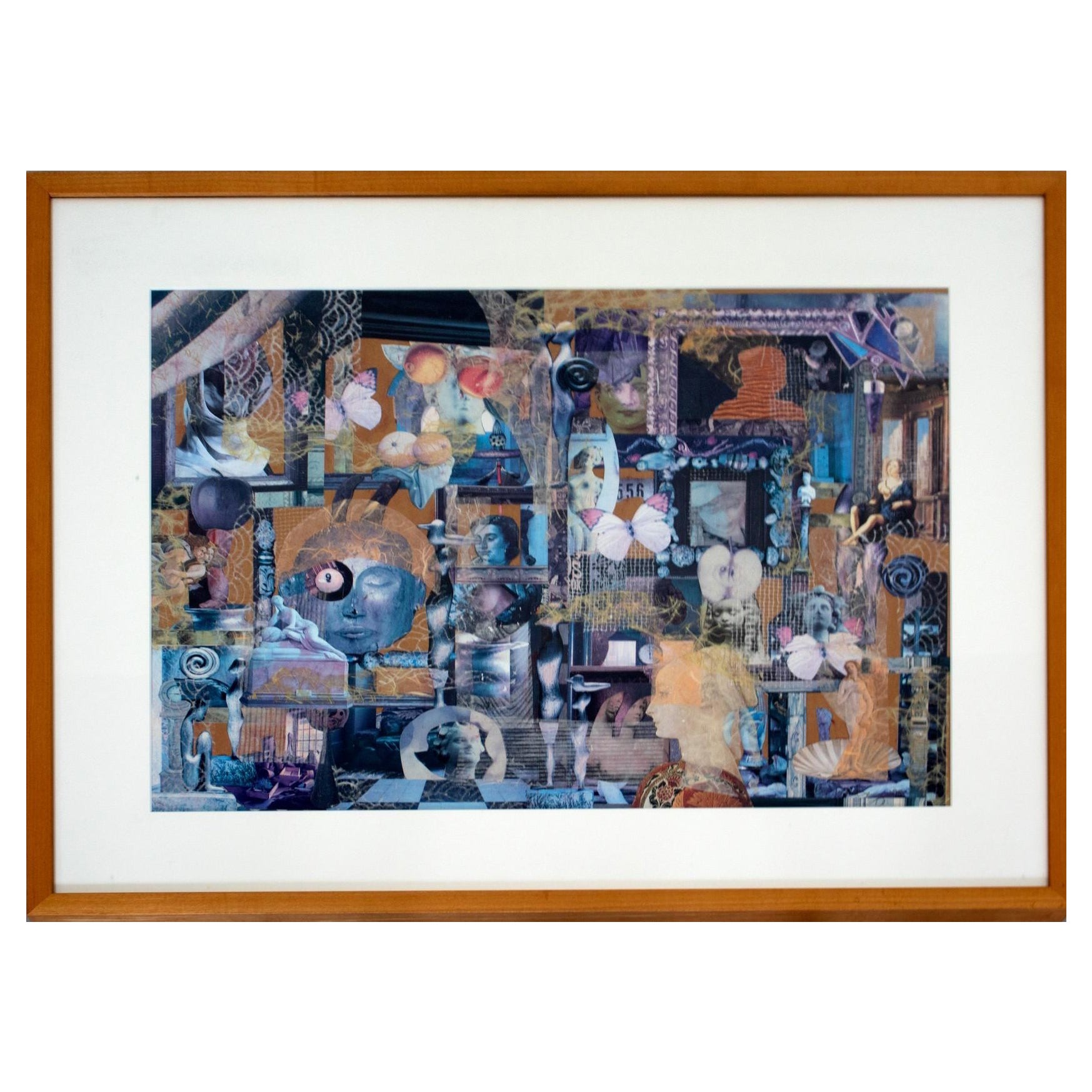 Contemporary Collage Signed Day 1995 Framed For Sale