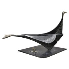 Modern Steel Metal Brutalist Large Bird Sculpture Artist Metalwork