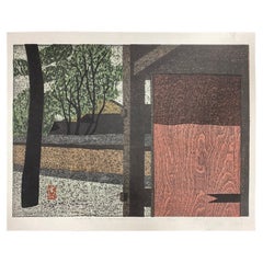 Vintage Kiyoshi Saito Signed Limited Edition Japanese Print Gate in Biyodo-In Uji, 1967