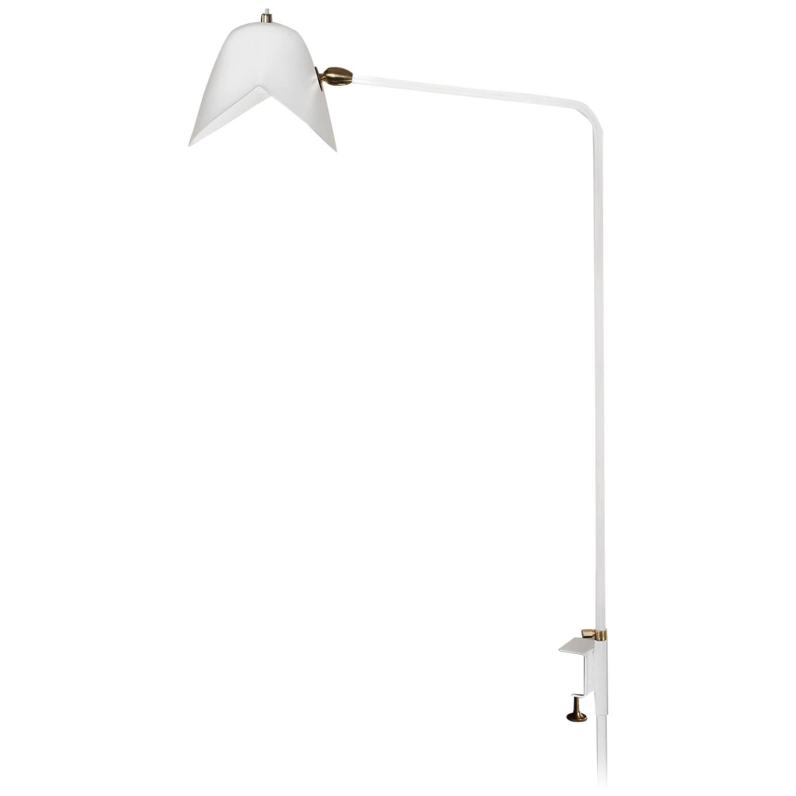 Serge Mouille Mid-Century Modern Weiß Einfach Agrafée Tischlampe