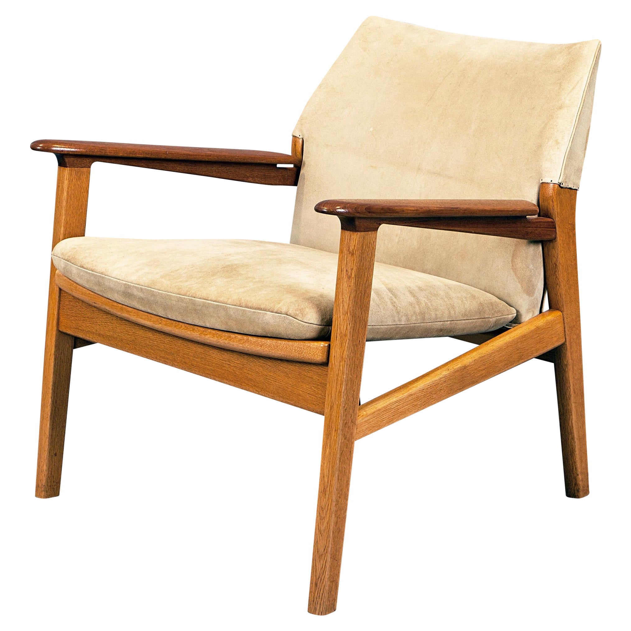 Mid-Century Hans Olsen ''9015'' Suede Easy Chair for Gärsnäs