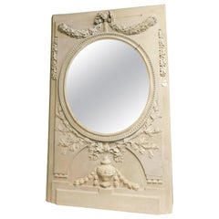Vintage Gray / Blue Lacquered Mirror, Richly Carved, 20th Century, Italy